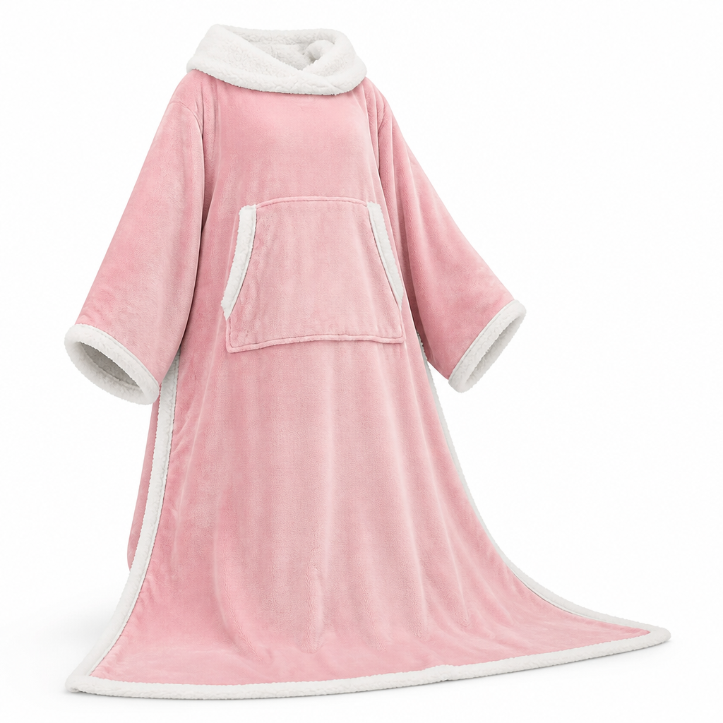 Sherpa Wearable Blanket with Sleeves and a Cozy Foot Pocket