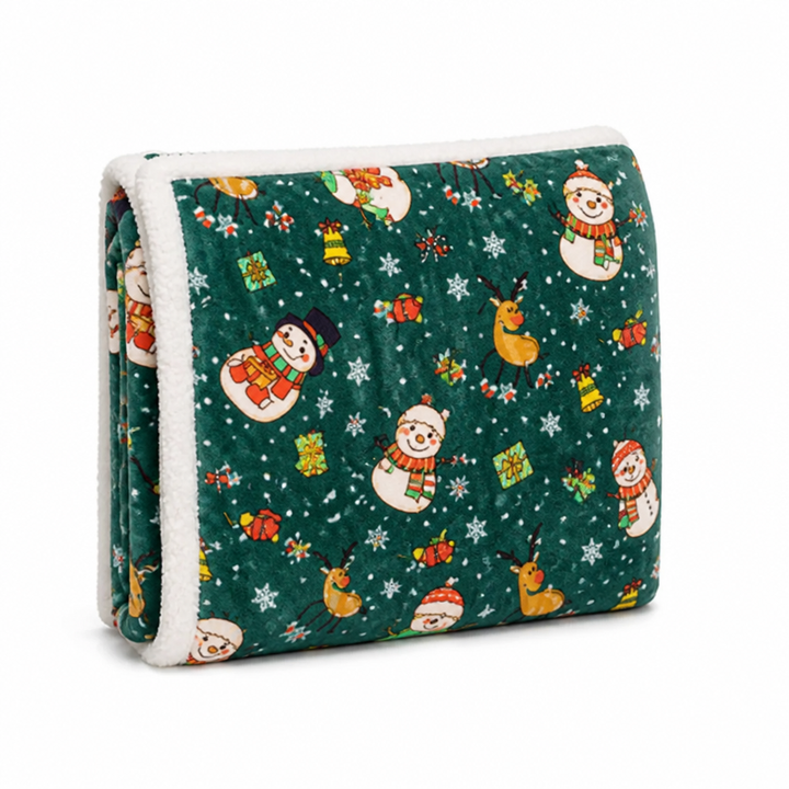 Festive Plush Fleece Throw Blanket with Holiday Prints