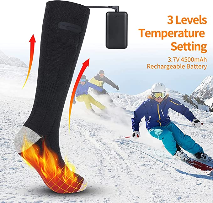 Plushley™ Rechargeable Heated Socks, 2 Pairs with 3 Heat Settings