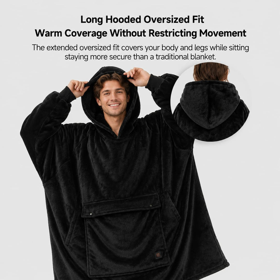 Heated Unisex Blanket Hoodie - USB-Powered, 3-Zone Flannel Warmth