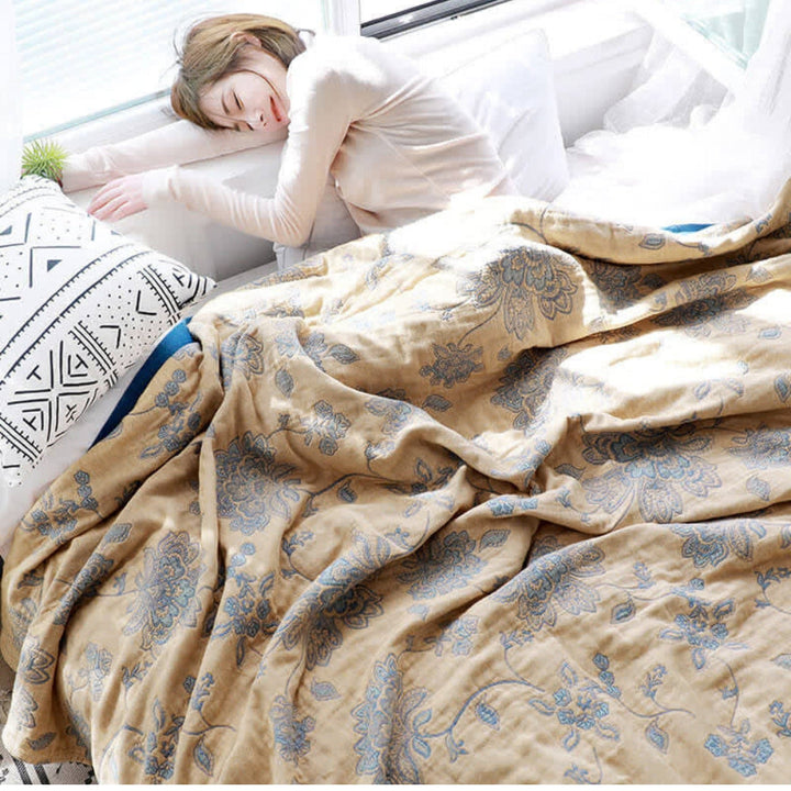 Elegant Floral Blanket Breathable All‑Season Home Comfort Cover
