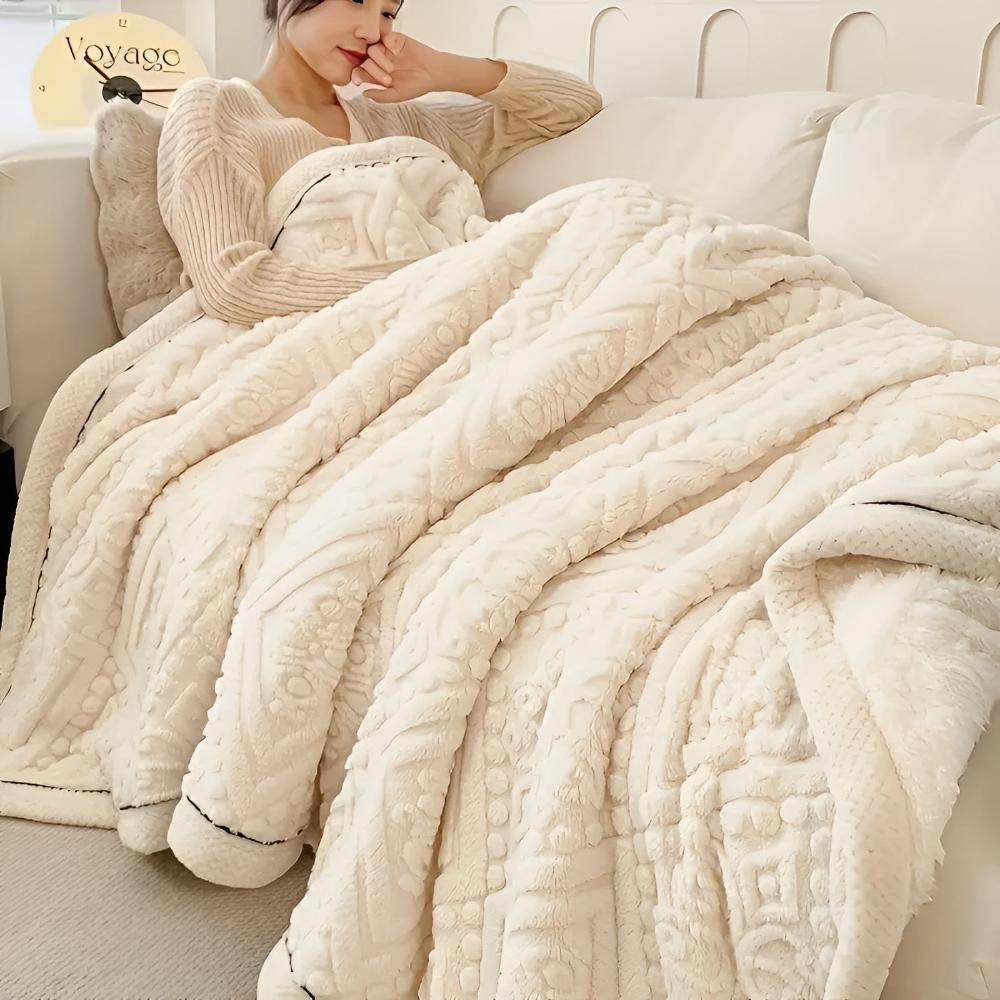 Mandala Carved Velvet Sherpa Blanket, Plush and Warm