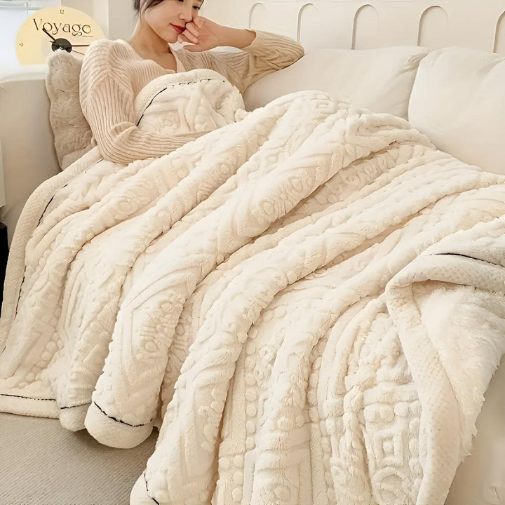 Mandala Carved Velvet Sherpa Blanket, Plush and Warm