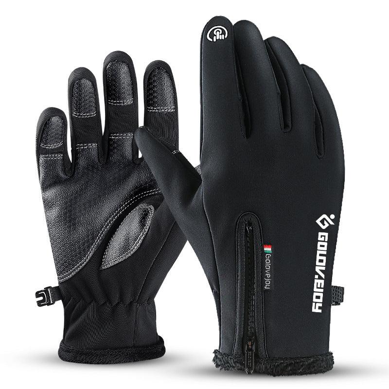 Fleece Thermal Gloves with Zipper Cuff and Touchscreen Tips