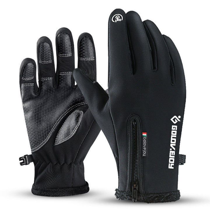Fleece Thermal Gloves with Zipper Cuff and Touchscreen Tips