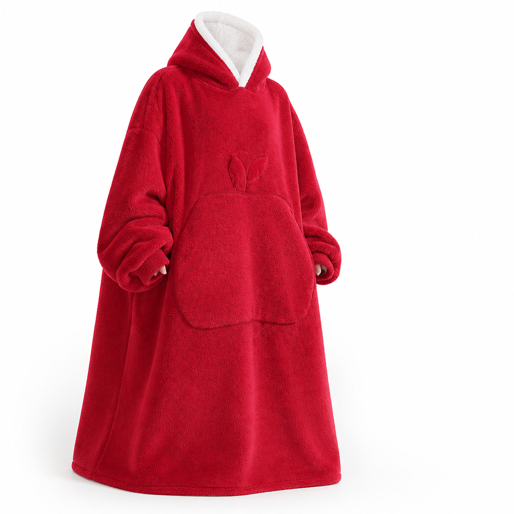 Oversized Sherpa Fleece Hooded Blanket with Sleeves and Pocket