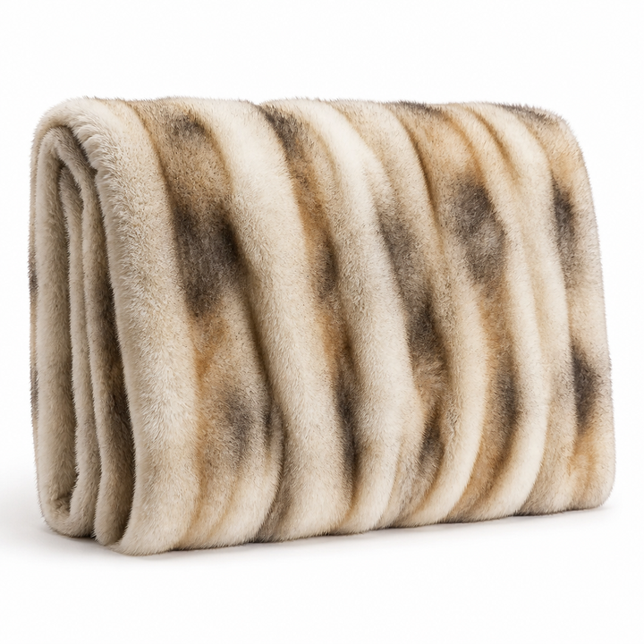 Fluffy Faux Fur Throw Blanket with Reinforced Edges