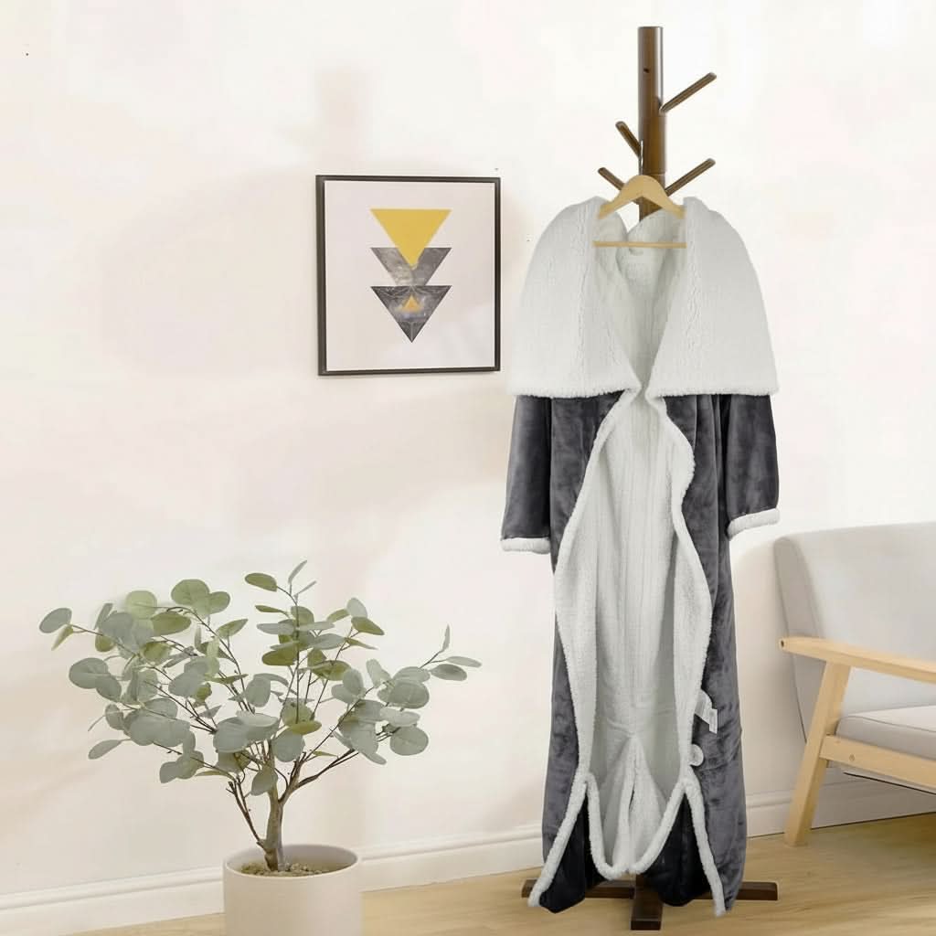 Sherpa Wearable Blanket with Sleeves and a Cozy Foot Pocket