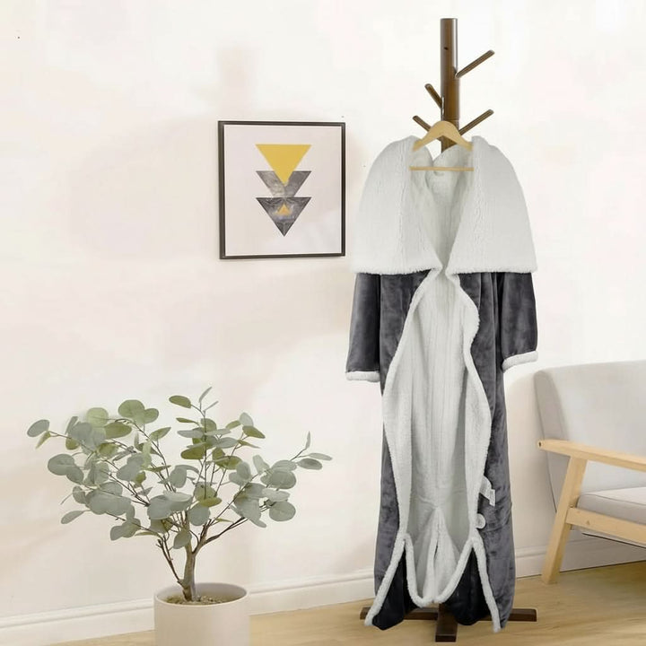 Sherpa Wearable Blanket with Sleeves and a Cozy Foot Pocket