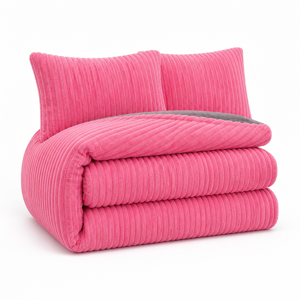 Plushley™ Coral Fleece Duvet Cover Set with 2 Pillowcases, Warm and Soft