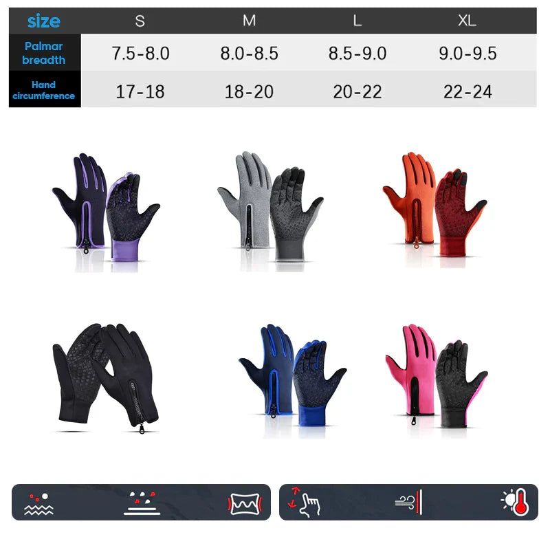 Warm Thermal Gloves with 3 Touchscreen Fingers and Zip Fit
