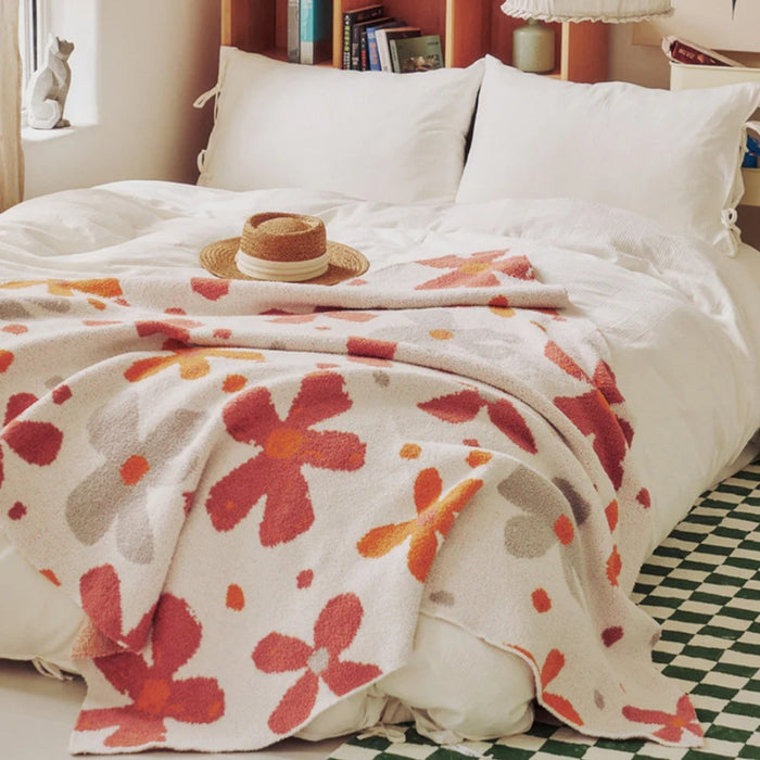Plushley™ Floral Knit Throw Blanket – Soft, Lightweight and Anti-Static