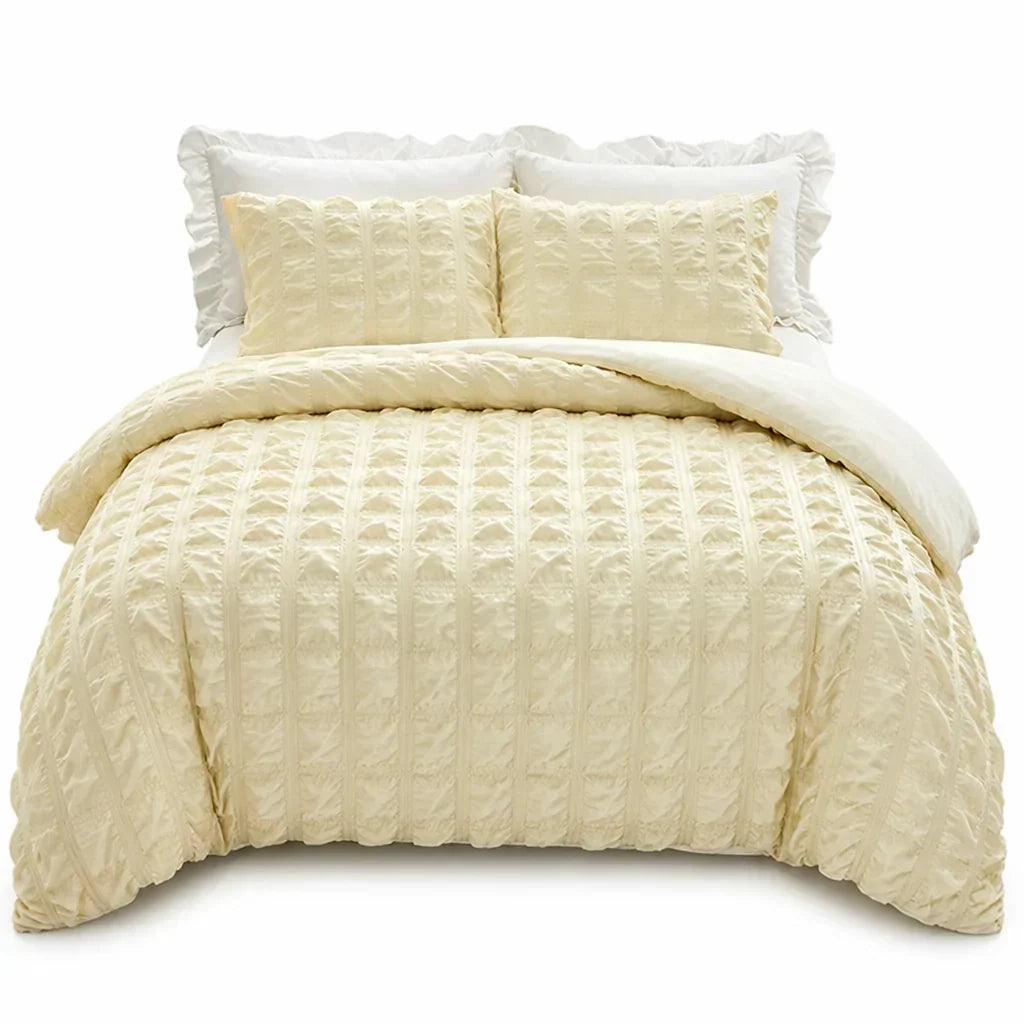 Pintuck Duvet Cover Set with Textured Finish, Wrinkle-Free