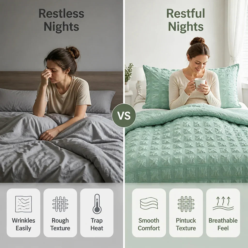 Pintuck Duvet Cover Set with Textured Finish, Wrinkle-Free