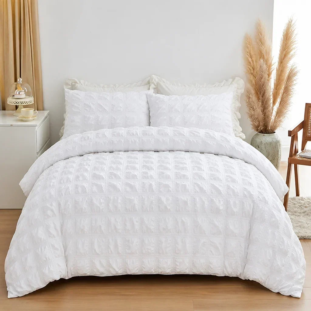 Pintuck Duvet Cover Set with Textured Finish, Wrinkle-Free