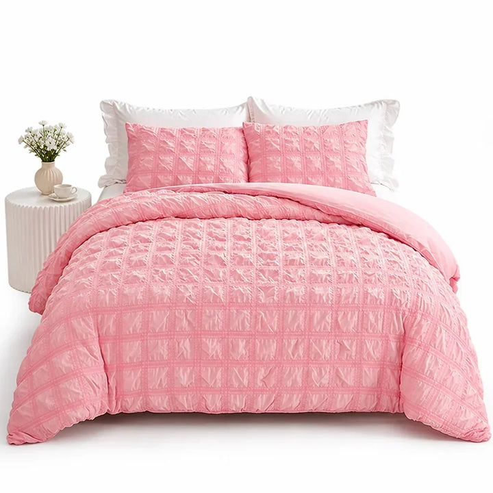 Pintuck Duvet Cover Set with Textured Finish, Wrinkle-Free