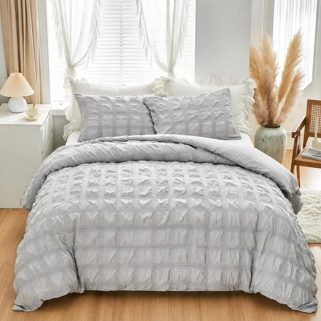Pintuck Duvet Cover Set with Textured Finish, Wrinkle-Free