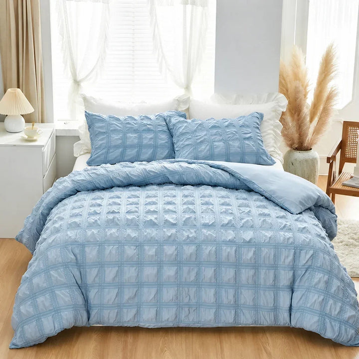 Pintuck Duvet Cover Set with Textured Finish, Wrinkle-Free