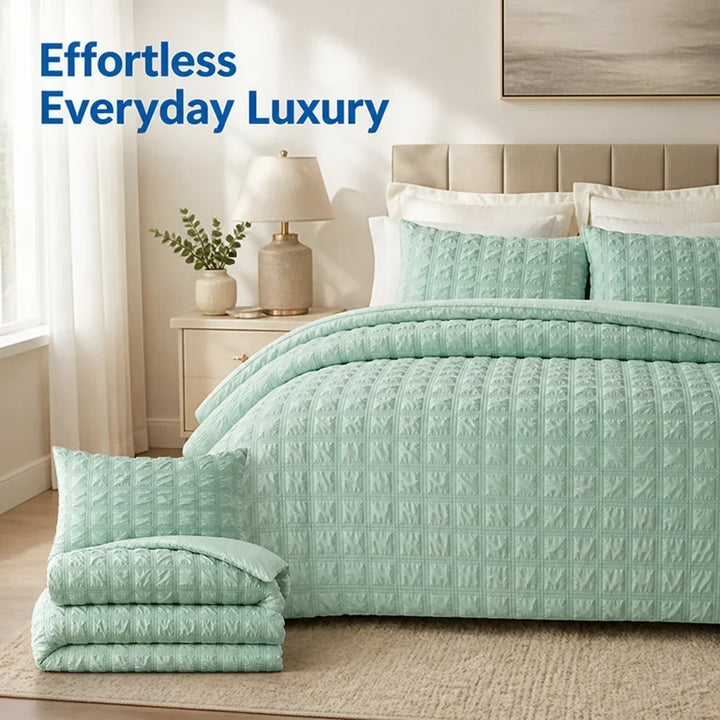Pintuck Duvet Cover Set with Textured Finish, Wrinkle-Free