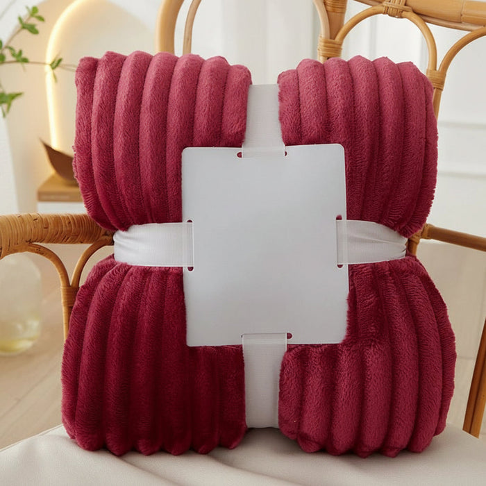 Plushley™ Wide Stripe Flannel Fleece Blanket, Ultra-Soft and Warm