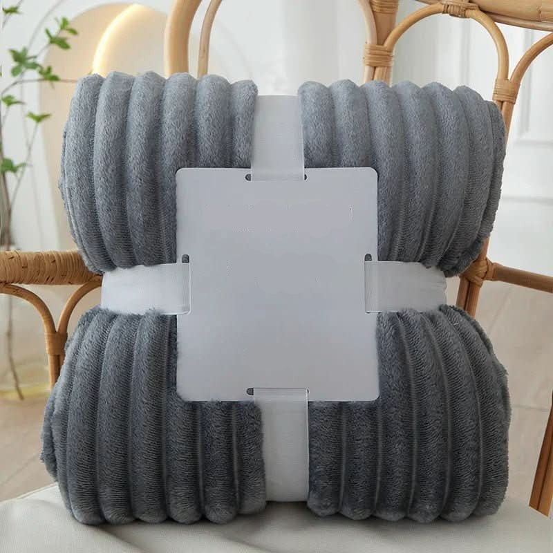Wide Stripe Flannel Fleece Blanket, Ultra-Soft and Warm