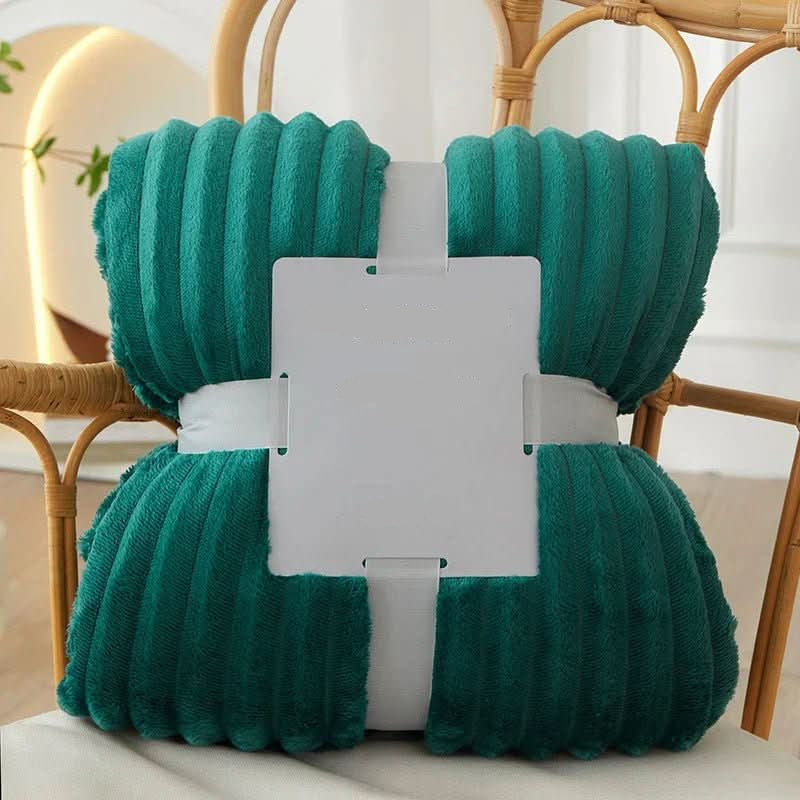 Wide Stripe Flannel Fleece Blanket, Ultra-Soft and Warm