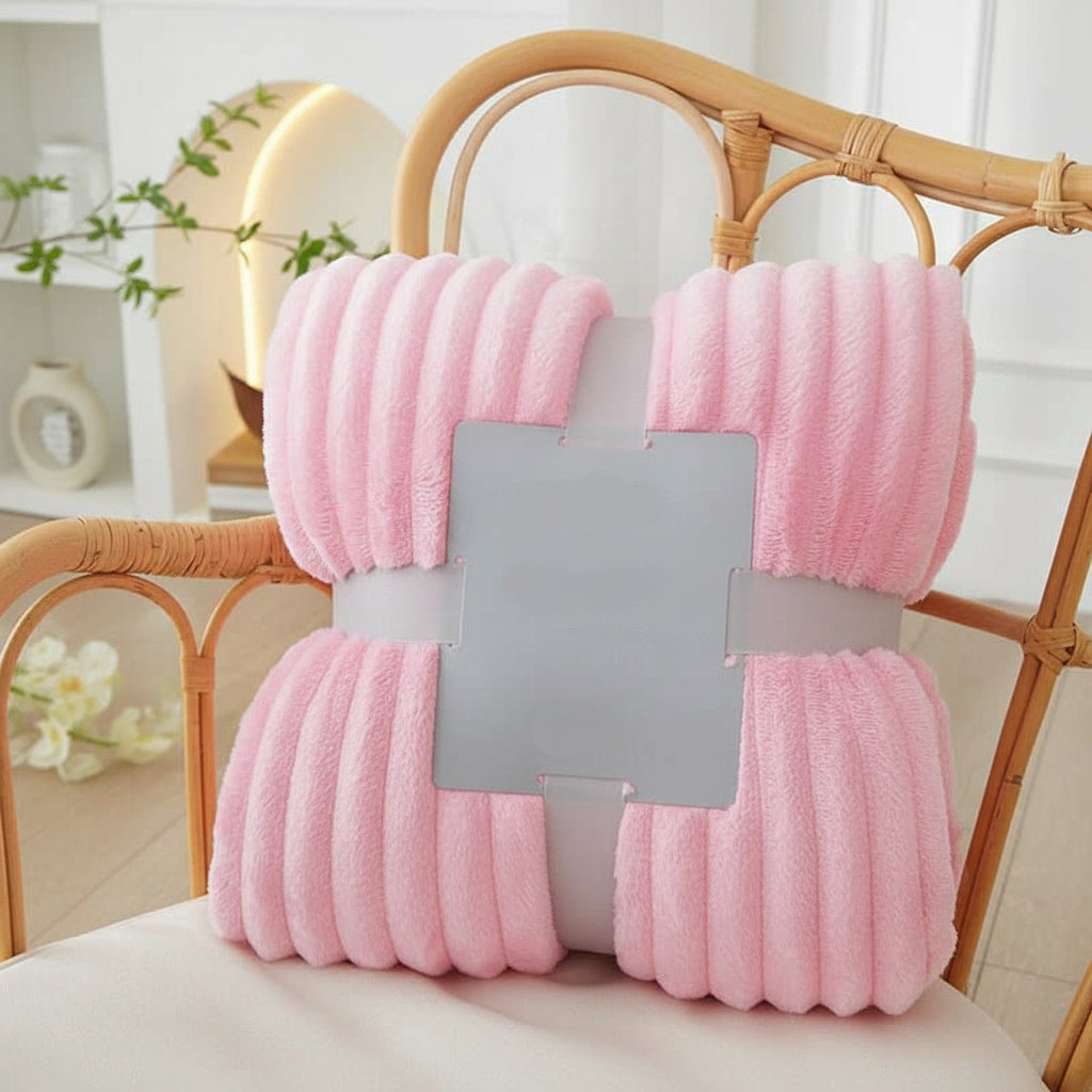 Wide Stripe Flannel Fleece Blanket, Ultra-Soft and Warm