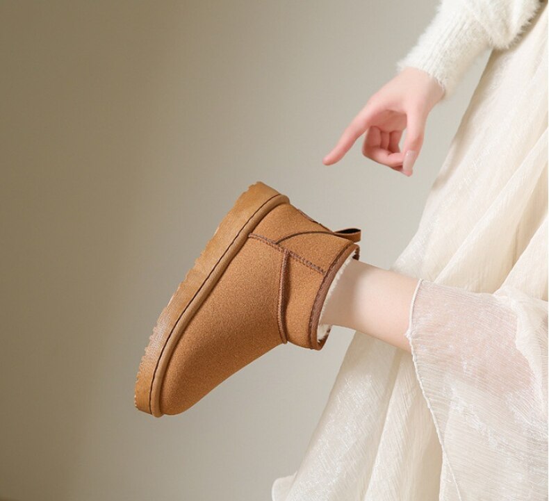 Suede Ankle Boots with Warm Faux Fur Lining