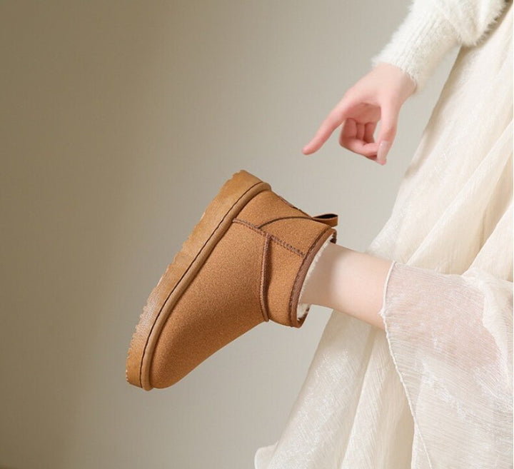 Suede Ankle Boots with Warm Faux Fur Lining