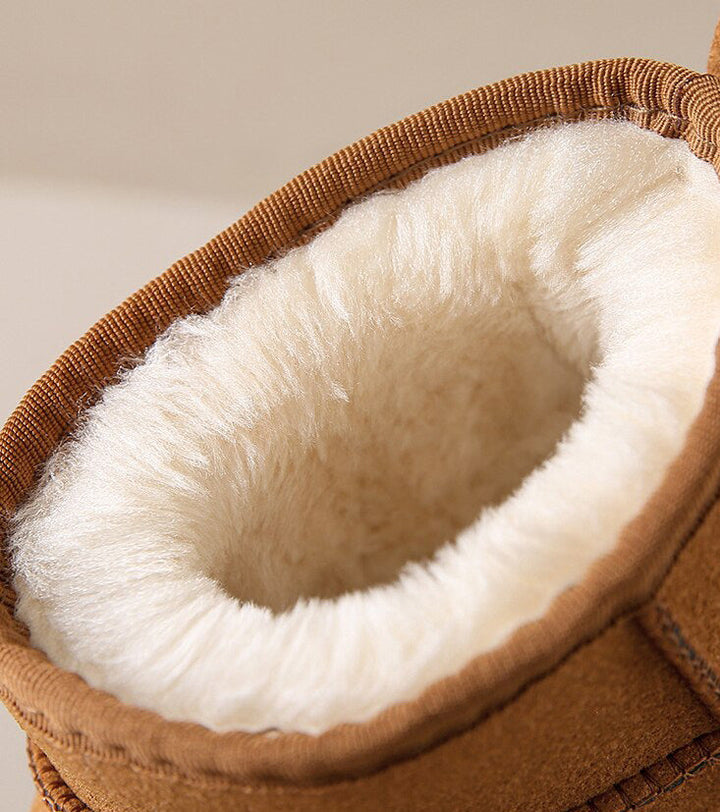 Suede Ankle Boots with Warm Faux Fur Lining