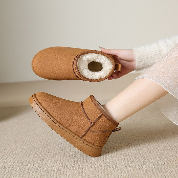 Suede Ankle Boots with Warm Faux Fur Lining