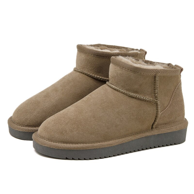 Suede Ankle Boots with Warm Faux Fur Lining