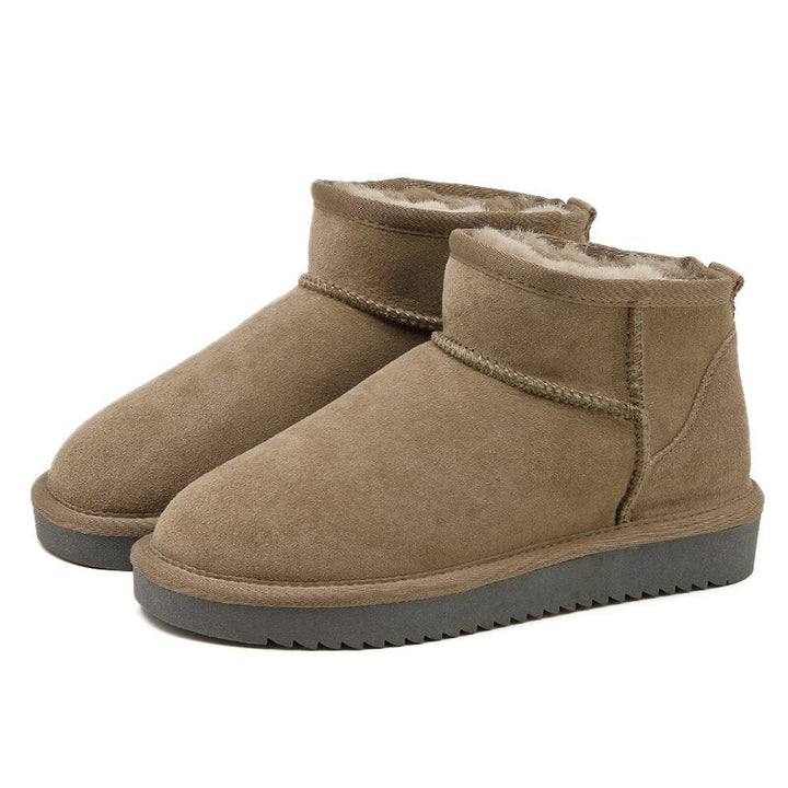 Suede Ankle Boots with Warm Faux Fur Lining