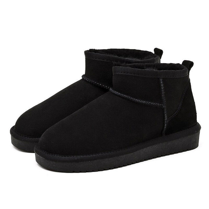 Suede Ankle Boots with Warm Faux Fur Lining