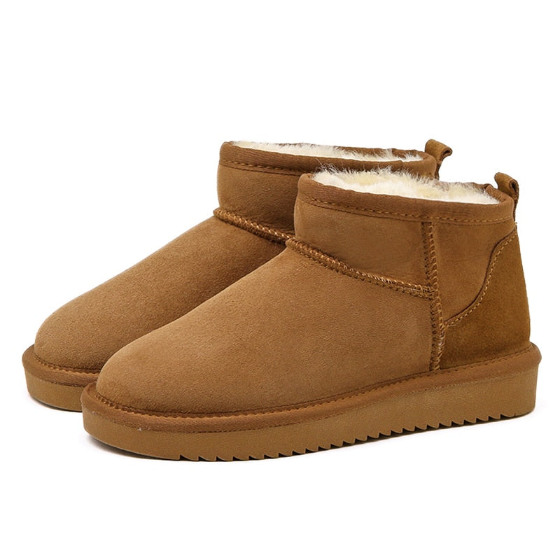 Suede Ankle Boots with Warm Faux Fur Lining