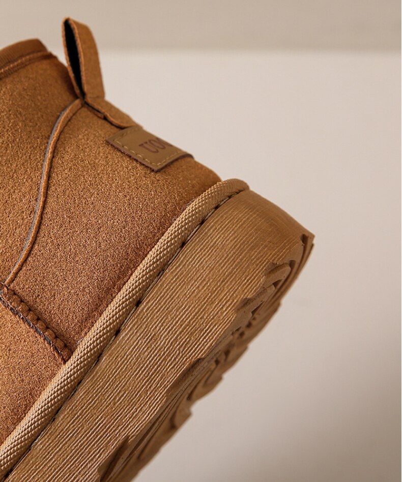 Suede Ankle Boots with Warm Faux Fur Lining