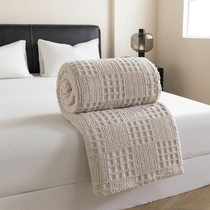Thick Velvet Waffle Throw Blanket for Cozy Nights In