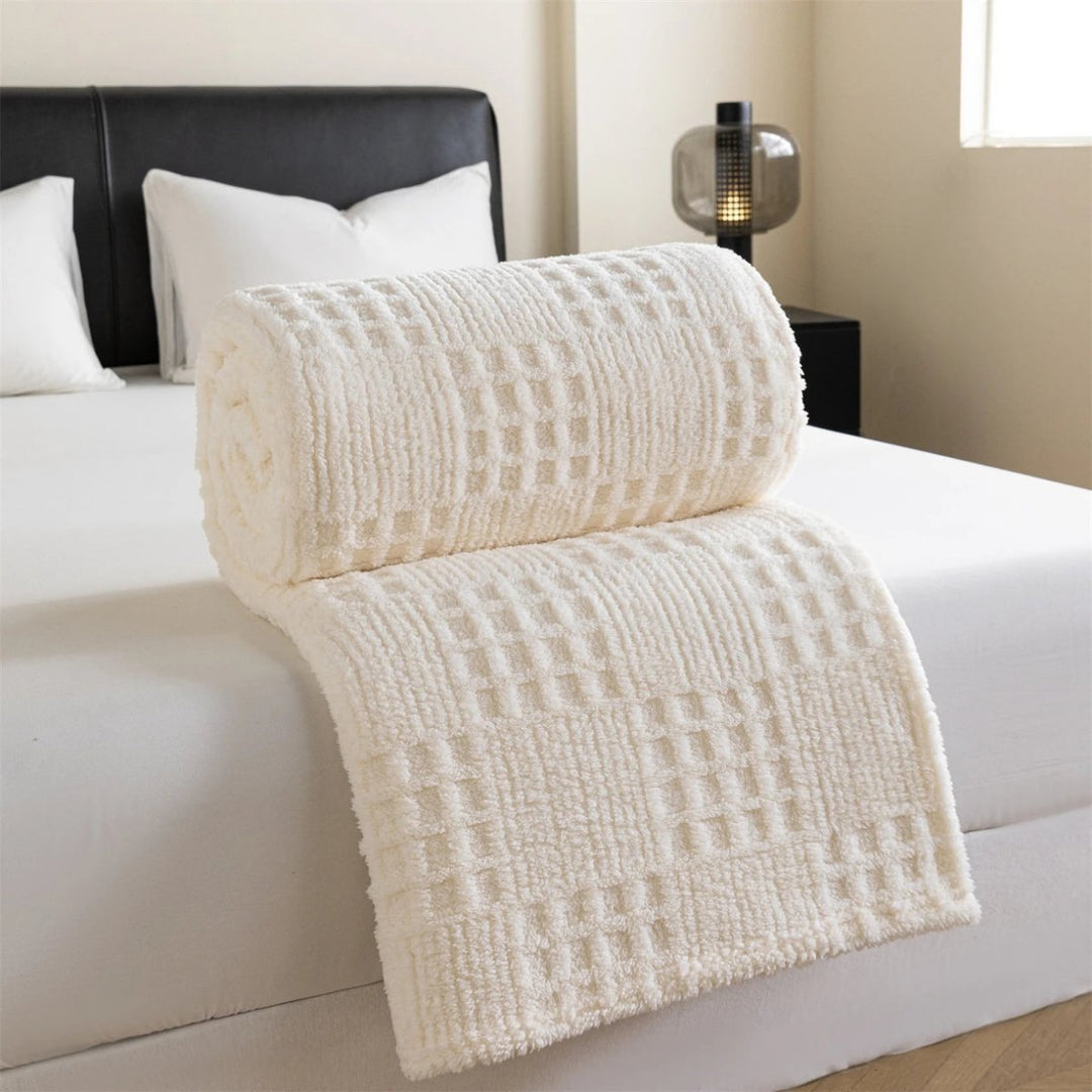 Thick Velvet Waffle Throw Blanket for Cozy Nights In