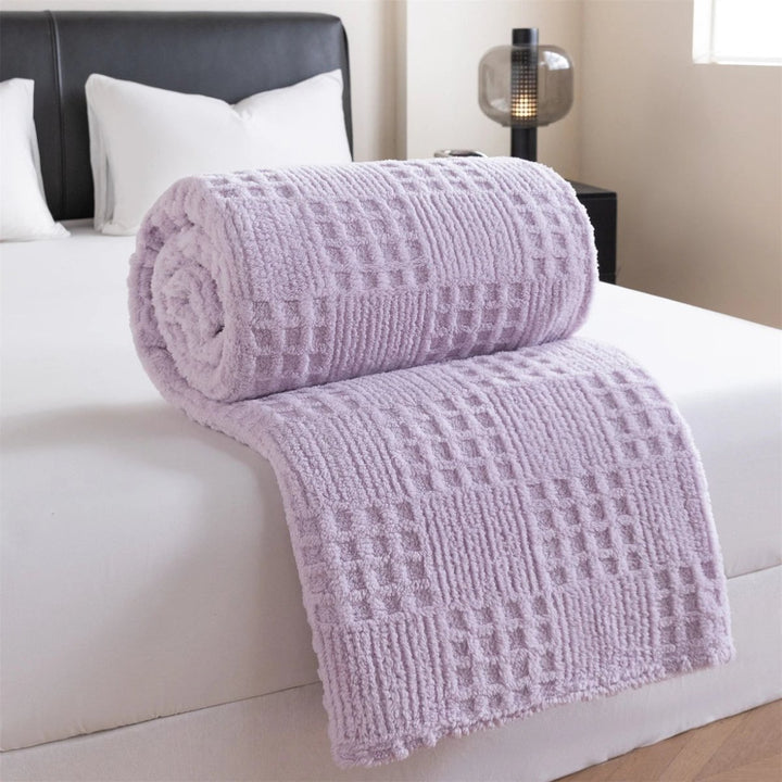 Thick Velvet Waffle Throw Blanket for Cozy Nights In