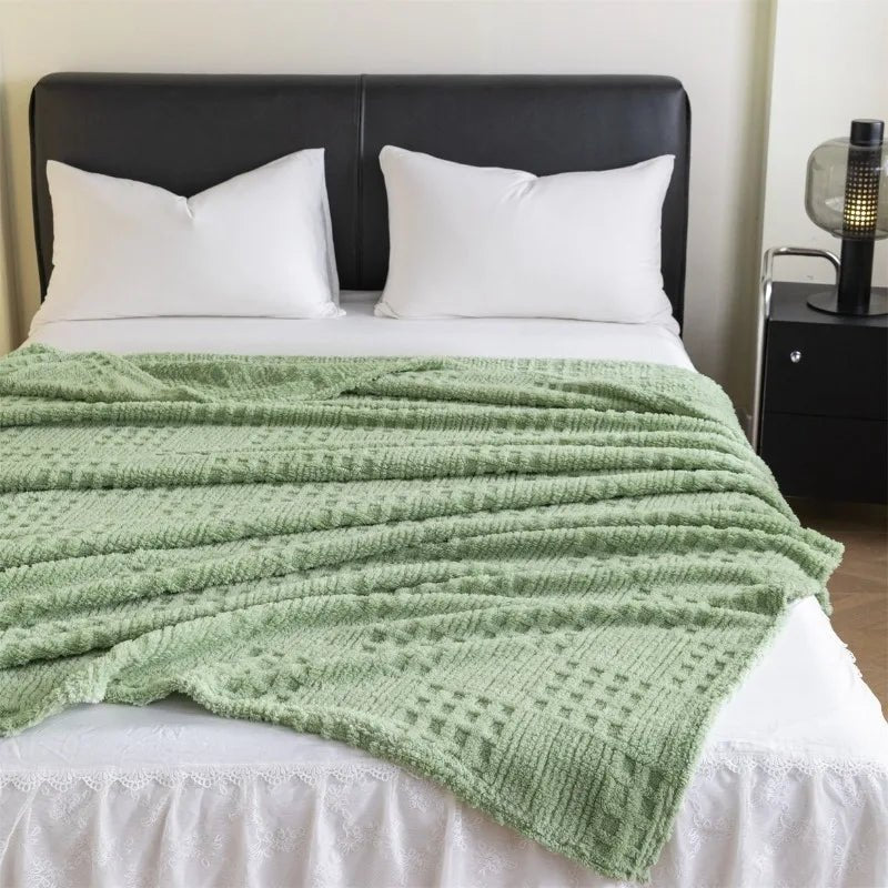 Thick Velvet Waffle Throw Blanket for Cozy Nights In