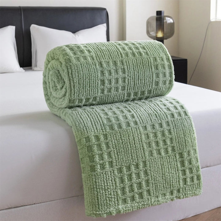 Thick Velvet Waffle Throw Blanket for Cozy Nights In