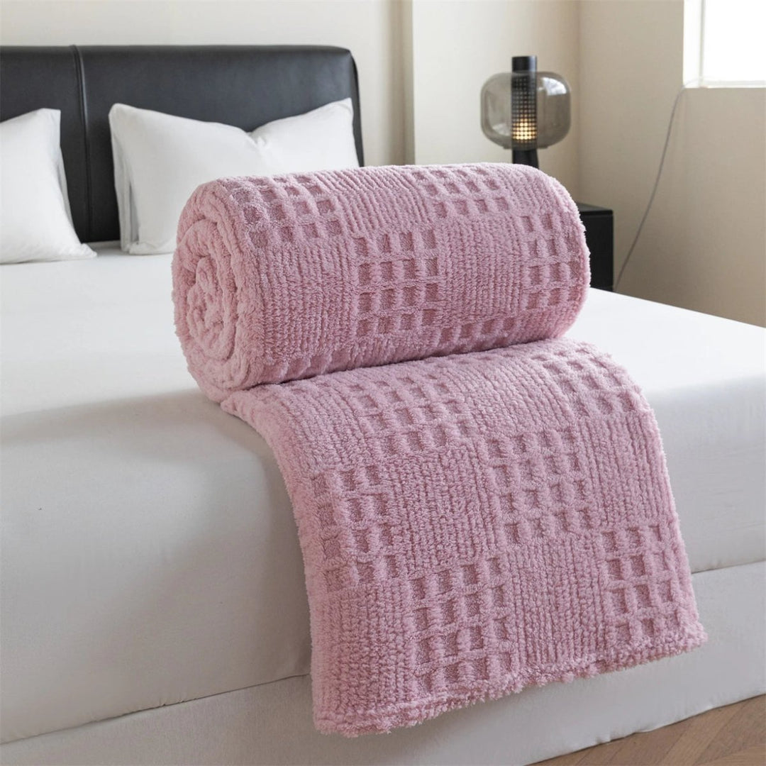 Thick Velvet Waffle Throw Blanket for Cozy Nights In