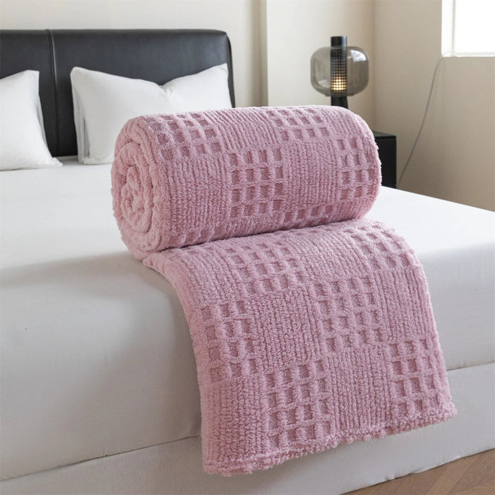 Thick Velvet Waffle Throw Blanket for Cozy Nights In