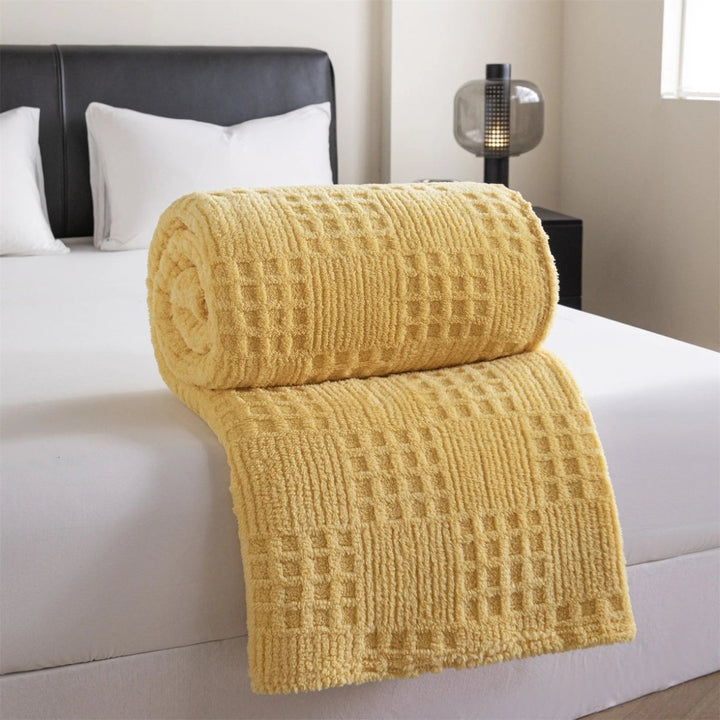 Thick Velvet Waffle Throw Blanket for Cozy Nights In