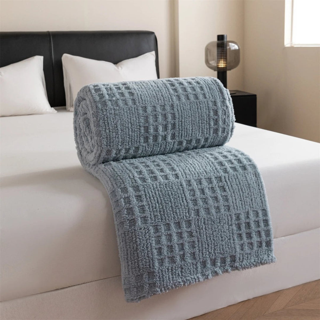 Thick Velvet Waffle Throw Blanket for Cozy Nights In