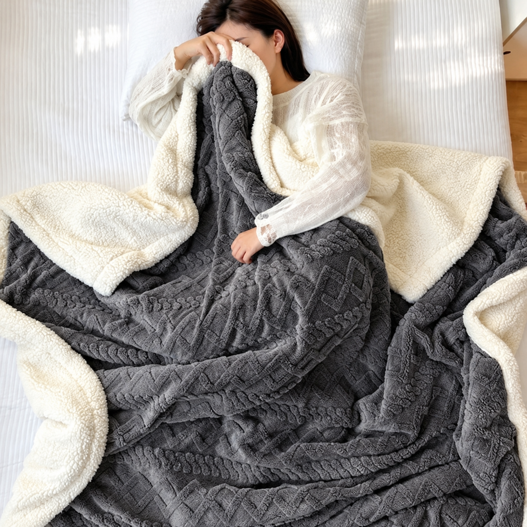 Reversible Sherpa Fleece Blanket, Warm but Lightweight