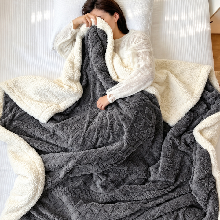 Reversible Sherpa Fleece Blanket, Warm but Lightweight