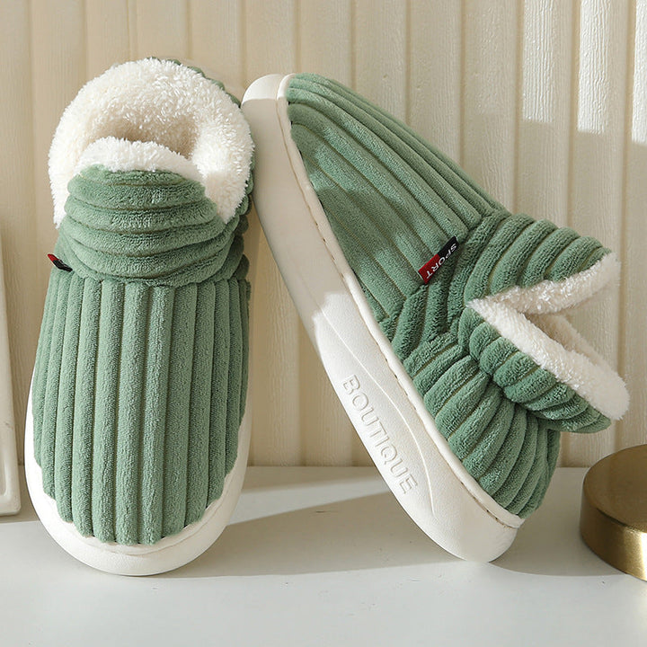 Wool-Lined Winter Slippers with Lightweight Non-Slip Sole