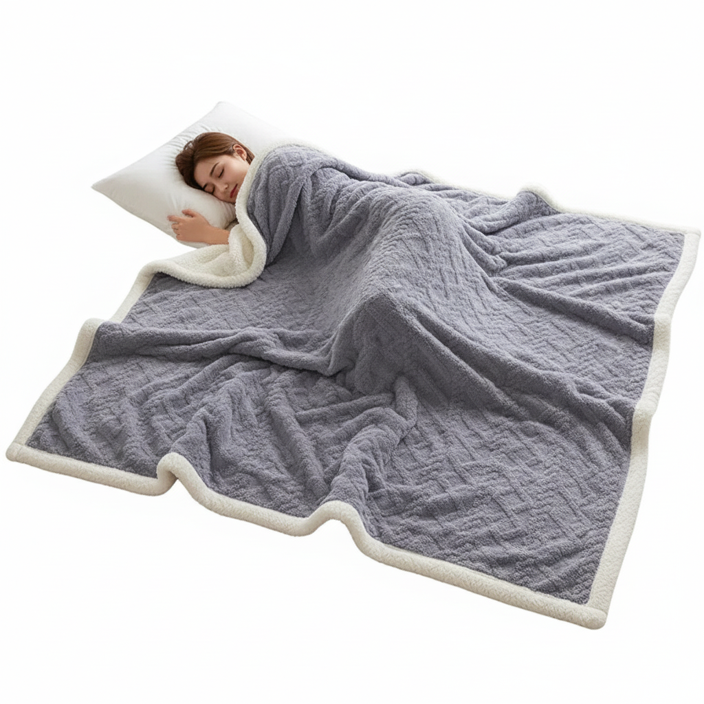 WarmHome Winter Blanket – Luxury Lambswool Fleece Blanket with Double-Sided Design