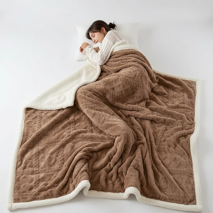 Plushley™ Double-Sided Lambswool Fleece Blanket for Cold Nights